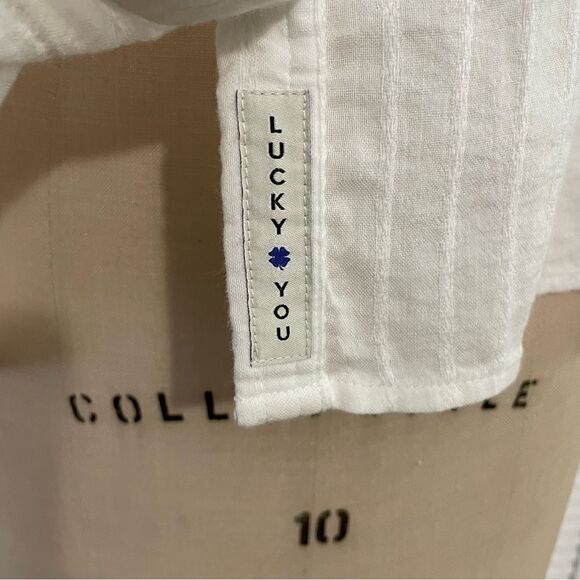 Lucky Brand White Lace Details Buttoned Down Flowy Shirt Sz-XS - Picture 3 of 15